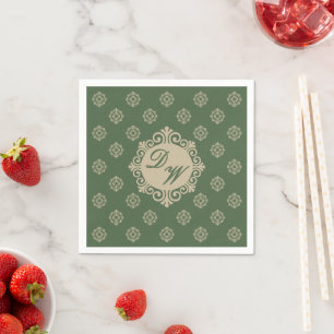 Serviette En Papier Motif géométrique de rosette foulard, vert sauge