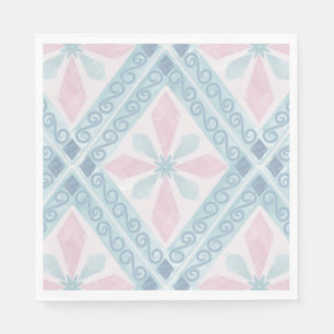 Serviette En Papier Motif Géométrique Diamant Bleu