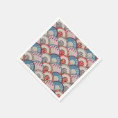 Serviette En Papier Motif géométrique japonais traditionnel bleu rose (Coin)