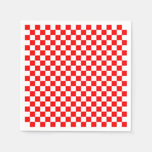 Serviette En Papier Motif géométrique moderne Croate Red Checkers (Devant)