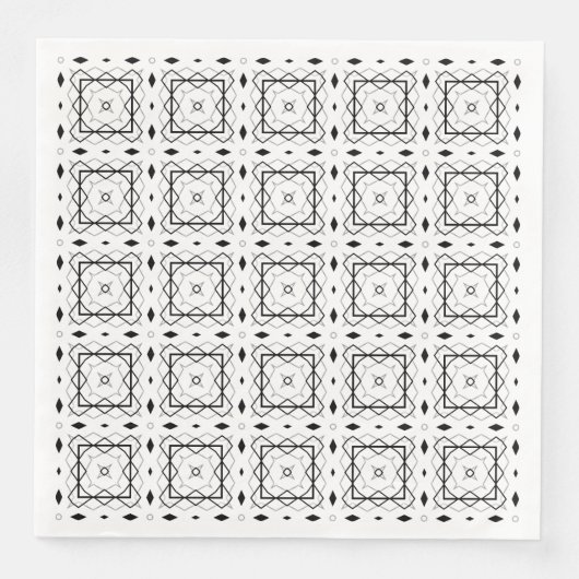 Serviette En Papier Motif géométrique noir et argent blanc (Devant)