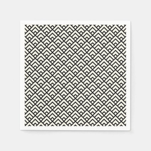 Serviette En Papier Motif géométrique noir et blanc (Devant)