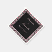 Serviette En Papier Motif géométrique noir et rose (Coin)