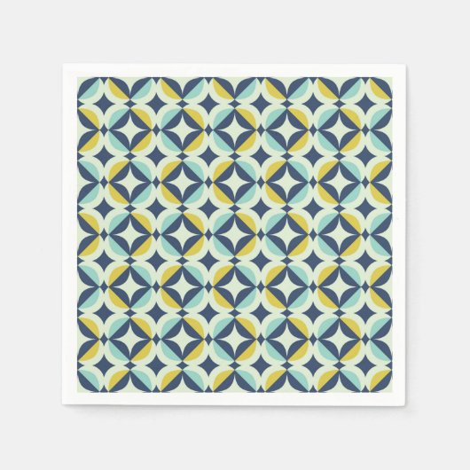 Serviette En Papier Motif géométrique Or et bleu (Devant)