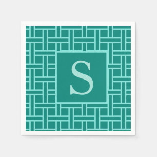 Serviette En Papier Motif géométrique populaire Monogramme Turquoise