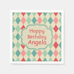 Serviette En Papier Motif géométrique Retro Harlequin Personnalisé