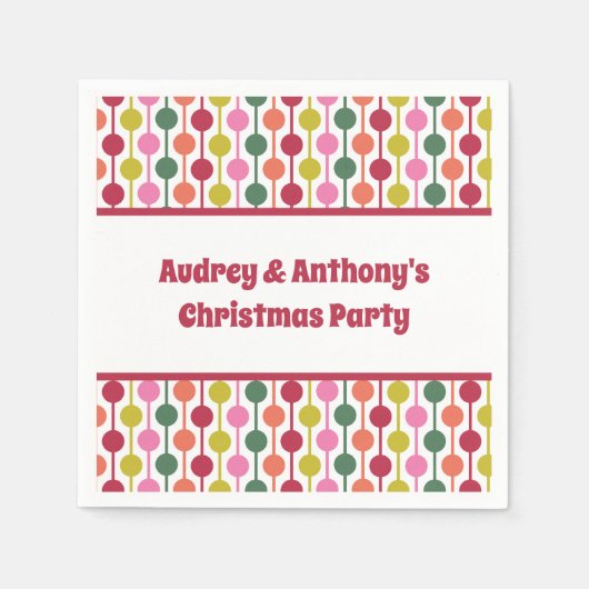 Serviette En Papier Motif géométrique rétro Message personnalisé Noël (Devant)