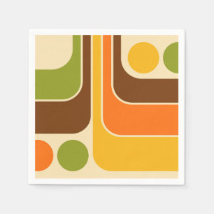 Serviette En Papier Motif géométrique rétro vintage des années 70