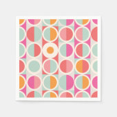 Serviette En Papier Motif géométrique rose orange (Devant)