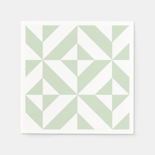 Serviette En Papier Motif géométrique Sage Green (Devant)