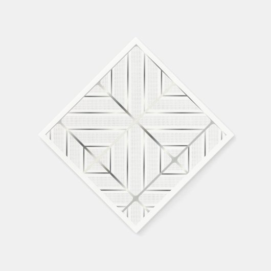 Serviette En Papier Motif géométrique Silver tendance Art blanc élégan (Coin)