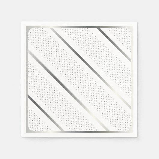 Serviette En Papier Motif géométrique Silver tendance Art blanc élégan (Devant)