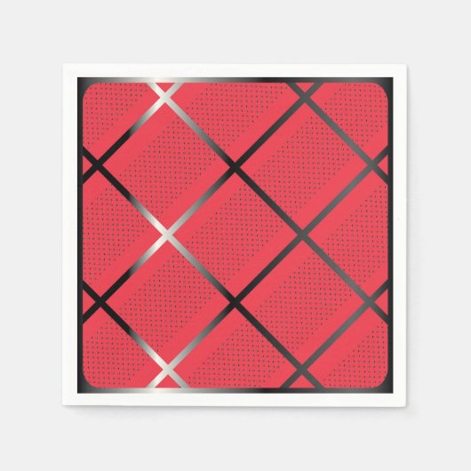 Serviette En Papier Motif géométrique Silver tendance Rouge Art élégan (Devant)