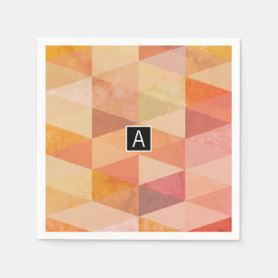 Serviette En Papier Motif géométrique Triangle souple   Monogramme