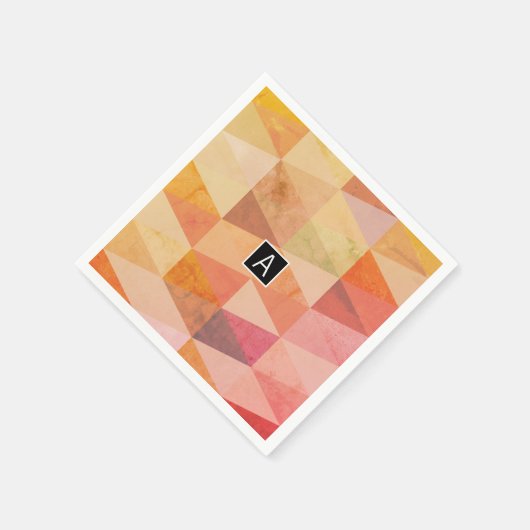 Serviette En Papier Motif géométrique Triangle souple | Monogramme (Coin)