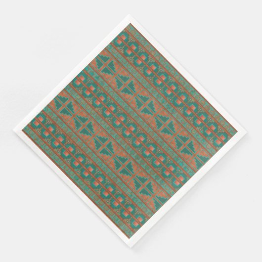 Serviette En Papier Motif géométrique Turquoise en cuivre du sud-ouest (Coin)