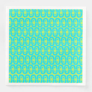 Serviette En Papier Motif géométrique turquoise et vert lime