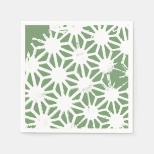 Serviette En Papier Motif géométrique vert et blanc olive