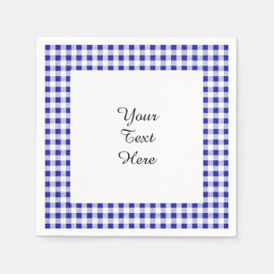 Serviette En Papier Motif Gingham Bleu Nuit Blanc
