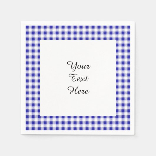 Serviette En Papier Motif Gingham Bleu Nuit Blanc (Devant)