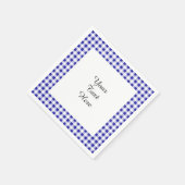Serviette En Papier Motif Gingham Bleu Nuit Blanc (Coin)
