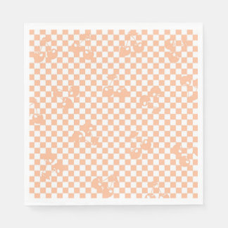 Serviette En Papier Motif Gingham Cerise Fuzz pêche