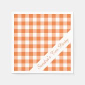 Serviette En Papier Motif Gingham Orange et Blanc Fête Personnalisée (Devant)
