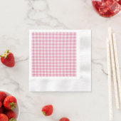 Serviette En Papier Motif Gingham Rose Bébé (En situation)