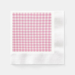 Serviette En Papier Motif Gingham Rose Bébé
