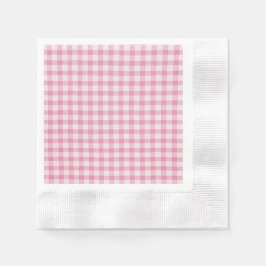 Serviette En Papier Motif Gingham Rose Bébé (Devant)