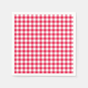 Serviette En Papier Motif Gingham Rouge et Blanc Classique Rustique
