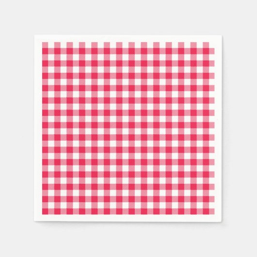 Serviette En Papier Motif Gingham Rouge et Blanc Classique Rustique (Devant)
