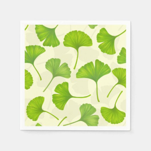 Serviette En Papier Motif Ginkgo sur blanc (Devant)