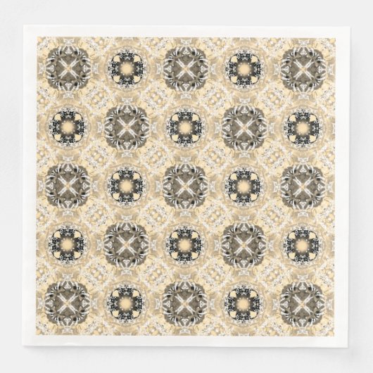 Serviette En Papier Motif Gold, Beige, Taupe & Pierres noires (Devant)