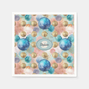 Serviette En Papier Motif Gold & Blue Circle avec accents de Parties s