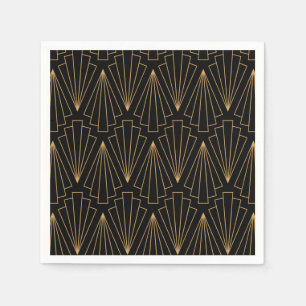 Serviette En Papier Motif Gold et Black Art Déco