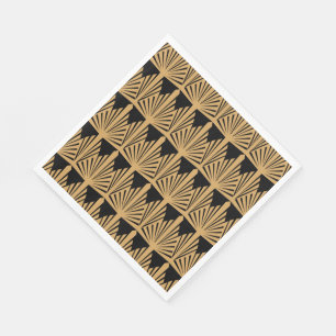 Serviette En Papier Motif Gold et Black Art Déco