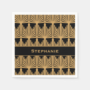 Serviette En Papier Motif Gold et Black Art Déco personnalisé
