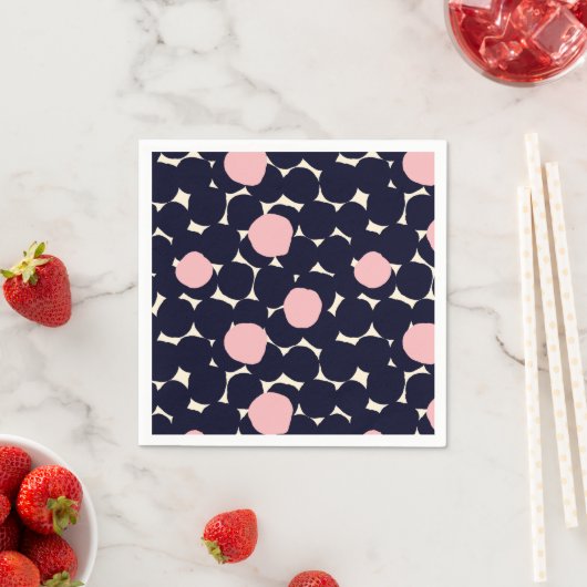 Serviette En Papier Motif grand point bleu et rose (En situation)