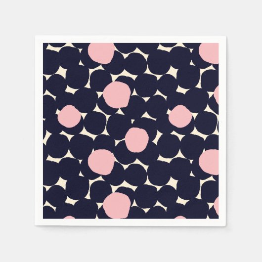 Serviette En Papier Motif grand point bleu et rose (Devant)