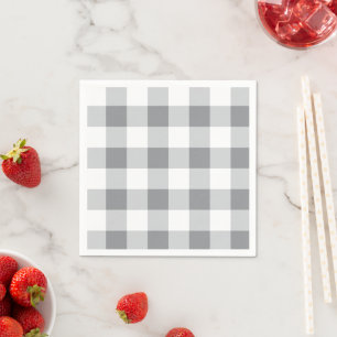 Serviette En Papier Motif gris et blanc En vichy