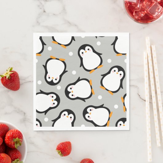 Serviette En Papier Motif gris motif de pingouin mignon (En situation)