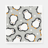 Serviette En Papier Motif gris motif de pingouin mignon (Devant)