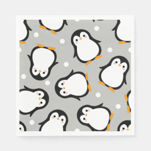 Serviette En Papier Motif gris motif de pingouin mignon