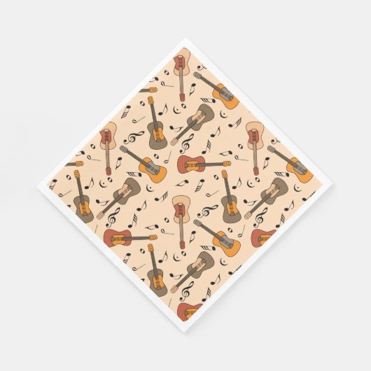 Serviette En Papier Motif Guitare Music Notes (Coin)