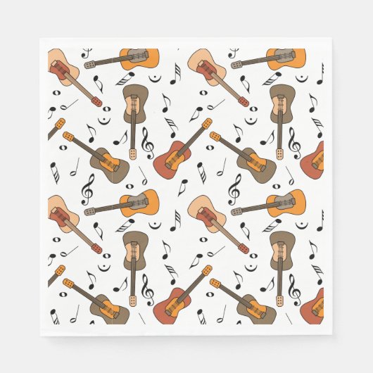 Serviette En Papier Motif Guitare Music Notes (Devant)