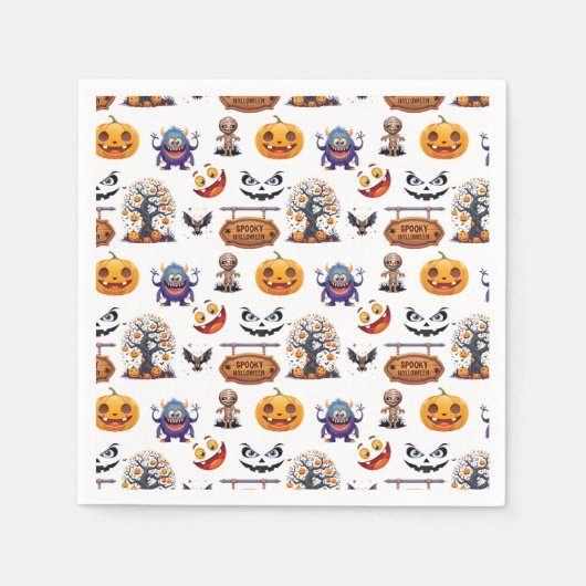Serviette En Papier Motif Halloween activé (Devant)