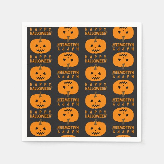 Serviette En Papier Motif Halloween avec papier Citrouille Napkin (Devant)