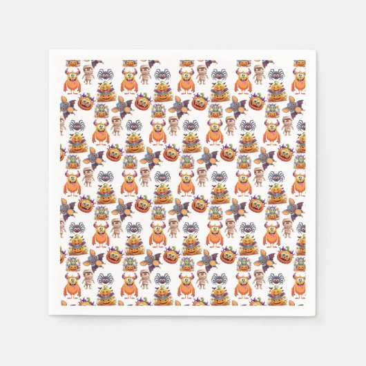 Serviette En Papier Motif Halloween de créatures (Devant)