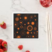 Serviette En Papier Motif Halloween Orange Et Cercles Noirs (En situation)